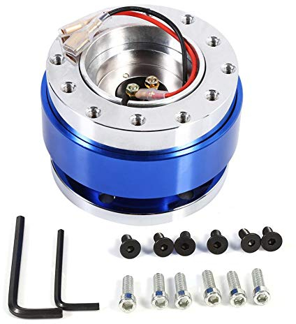 Steering Wheel Quick Release Hub Adapter, Universal 6 Hole Bolt Car Aluminum Wheel Hub Adapter Snap Off Kit (Blue)
