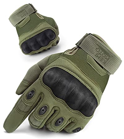 KEMIMOTO Taktische Handschuhe, Motorradhandschuhe, Militär Einsatzhandschuhe mit Kohlefaser Knöchelprotektor und Touchscreen, Atmungsaktiv, Vollfinger, für Bushcraft, Motorrad, Jagd und Security