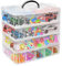 VASZOLA 4-Tier Stackable Storage Container Box with 40 Adjustable Compartments, Plastic Organizer Box Transparent Storage Case for Kids Toys, Art Crafts, Jewelry, Supplies, Fuse Beads, Washi Tapes