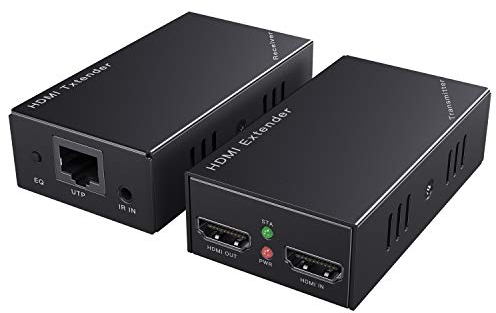 PWAYTEK HDMI Extender RJ45 Over Ethernet Prolonger 50m/165ft Cat5e/Cat6 /Cat 7 Câble Full HD 1080P Support IR Control Loop out 3D EDID Fonction(Emetteur and Receiver)