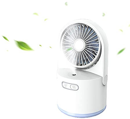 CeFoney Ventilatore da scrivania portatile con umidificatore, ventilatore USB per condizionatore d'aria con 7 luci notturne colorate, 3 velocità e serbatoio dell'acqua da 300 ml, mini ventilatore da