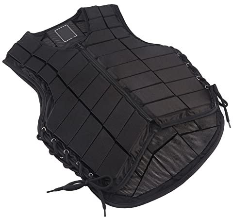 Equestrian Protective Black Vest Protector, Horse Riding Vest One Piece Armor with Extended Padding for Adults Boys Girls Children for Unisex(M)