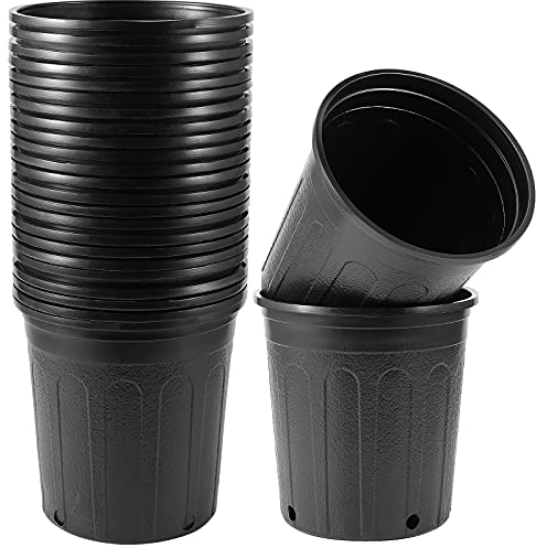 MUKCHAP 15 Pack 17cm Plastic Nursery Plant Pots, Black Plastic Plant Pots Flower Pots for Succulents, Cuttings, Transplanting (3.7 Litre)
