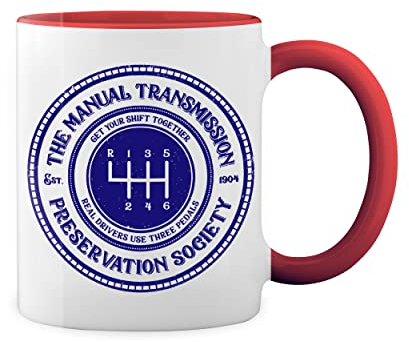 Get Your Shift Together Real Driver Use Three Pedals Weiße Tasse Mug mit roten Felgen und Griff