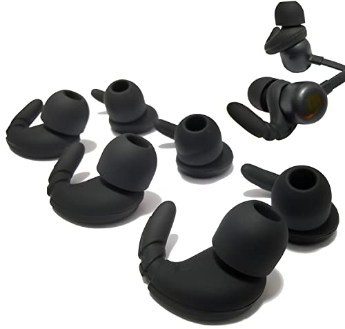 Silicone Sport Ear Hooks Tips for Beats Flex, Beats Stuido Buds Eartips Replacement Ear Tips for Beats Flex Earbuds 3 Pairs Medium Black