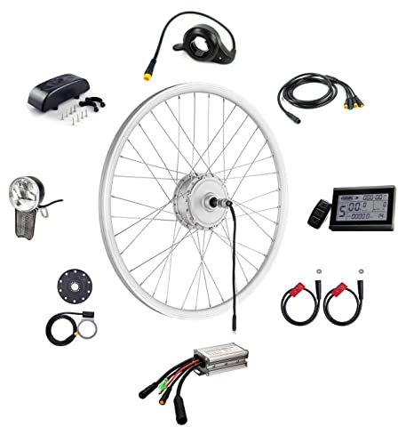 windmeile | E-Bike Umbausatz, Nabenmotor Hinterrad, Silber, Waterproof, 20', 36V/500W, Controller, Daumengas, Display, Lichter, Bremssensor, Pedalsensor, Controller-Box, E-Bike, Pedelec