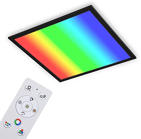 BRILONER Leuchten - Ultraflache Deckenlampe RGB, Deckenleuchte CCT, LED Panel, Farbtemperatur einstellbar, Farbwechsel, Dimmbar, Fernbedienung, Schwarz, 45 x 45cm, 7152-015