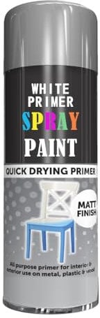 SCHNAZZ - 1 x All Purpose White Primer Aerosol Spray Paint 250ml Fast Dry, Quick Drying Spray and Excellent Coverage for Wood, Metal, Plastic, Glass and More