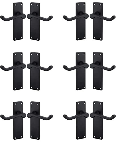 Golden Grace Victorian Scroll Lever Latch Door Handles in Matt Black Finish, Classic Interior Doors Hardware, 6 Pair - 150mm Long