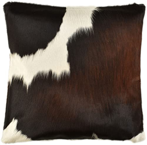 Kuhfelle Online & Nomad KUHFELL Kissen HÜLLE Kissenbezug 50 x 50 cm Braun Weiss BEIDE Seiten AUS ECHTEM KUHFELL