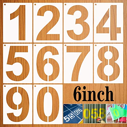 10Pcs 0 bis 9 große Zahl Schablonen Set, Wiederverwendbare Plastik Curb Address Nummer Stencils Straßenschild Digitale Vorlagen zum Malen von DIY Mailbox Straße Parkplatz Tür Trucks Malerei Schablone