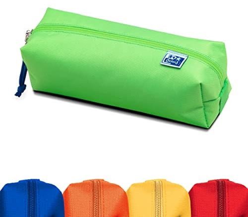 Oxford Estuche Rectangular Grande Duradero para niñas y niños, Color Verde Claro