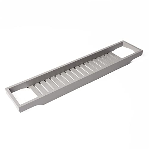 OHS Bath Rack, Wooden Bath Tray Home Spa Bath Rack Bamboo Bath Trays for Across The Bath Caddy Tray for Candles Wine Glass Books Accessories Bath Shelf, Charcoal Grey
