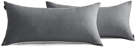 SOULFUL Kissenbezug 40x80 Baumwolle mit Reißverschluss ÖKO-TEX Dunkelgrau | 100% Baumwolle, gewaschene Leinenoptik, Reißverschluss