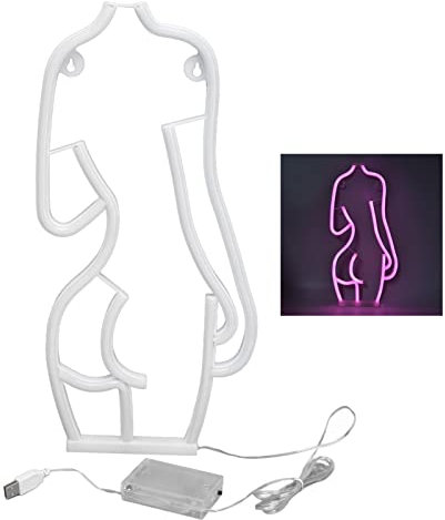 TOUISEDGI Lady Back Letrero Neón, Lámpara Neón LED Decoración Pared Bar KTV Fiestas Letreros USB O Batería Dormitorio Hombre Cueva Bar Tienda Fiesta en Casa Decoración Arte Regal(luz rosa)