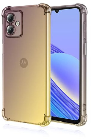 HONLEN Hülle für Motorola Moto g14 Case, (6.5 Inches) Transparent Farbverlauf Design TPU Silicone Handyhülle, Verstärkung mit Vier Ecken Cover Schwarzes Gold