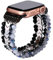 JewelryWe Perlen Armband für Apple Watch: Damen Ersatzarmband Kompatibel mit Apple Watch Armband 38mm/40mm/41mm Elastisch Perlenarmband Edelstahl Armkette für iWatch Series 8/7/SE/6/5/4/3/2/1 Schwarz