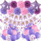 Recosis Violett Rosa Geburtstagsdekorationen, Frauen Mädchen Party Dekorationen Alles Gute zum Geburtstag Dekorationen mit Banner für Frauen Mädchen Engagement Jahrestag Geburtstagsfeier Zubehör