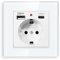PANGTZEEN Enchufe Schuko con USB A y tipo C de 1 compartimento de vidrio templado de 82 mm, enchufe de pared individual de 16 A, tipo F, empotrable, dos enchufes, estilo de fijación, color blanco,