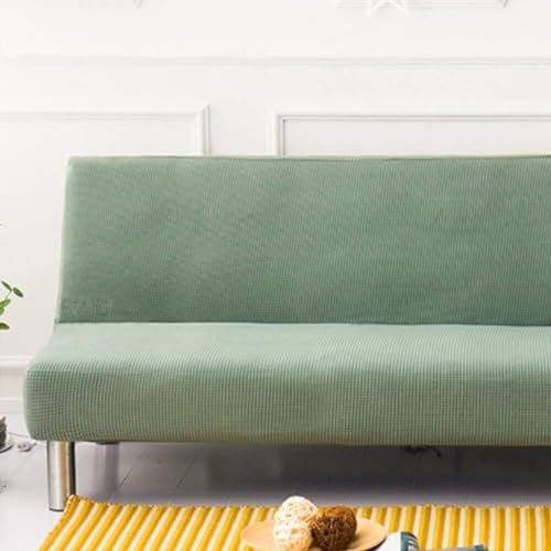 WWQQKJ Sofabezug ohne Armlehnen, einfarbig, 2/3-Sitzer, dehnbar, schmutzabweisender Bezug for Schlafsofa, waschbar, rutschfest, faltbar, Clic-Clac-Sofabezug(Verde Chiaro,190-230cm)