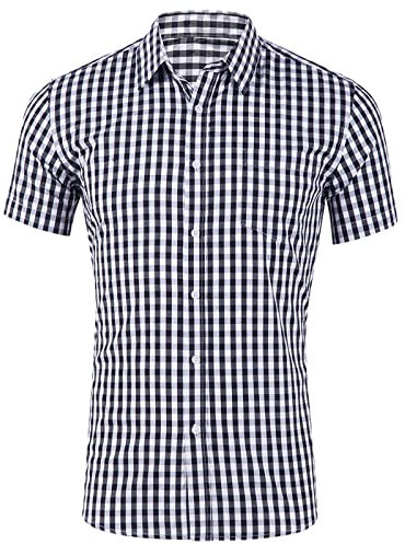 Chemisette Masculine Chemise décontractée à Carreaux pour Hommes avec Poche à Manches Courtes et col Rabattu Chemise Formelle à Boutons Chemises Homme