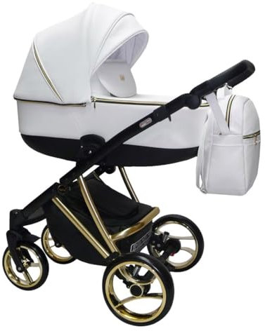 Kinderwagen AGIX 3-in-1 Kunstleder 3-teilig und Zubehör Kinderwagen Trio Eco-Leder Sojan BBtwin (weiß)
