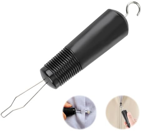 Kasoud Button Hook Aid, Button Hook Zipper Pull, Button Hooks One Hand Buttons, Button Hook Dressing Aid, Easy Grip Button Hook & Clothes Zip Puller, Help for One Hand, Handicapped and Seniors (Black)