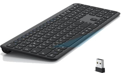 OMOTON Wireless Keyboard, drahtlose 2.4GHz Tastatur für Windows 11/10/8/7/XP, QWERTZ Layout Wireless Keyboard mit Multimedia-Tasten