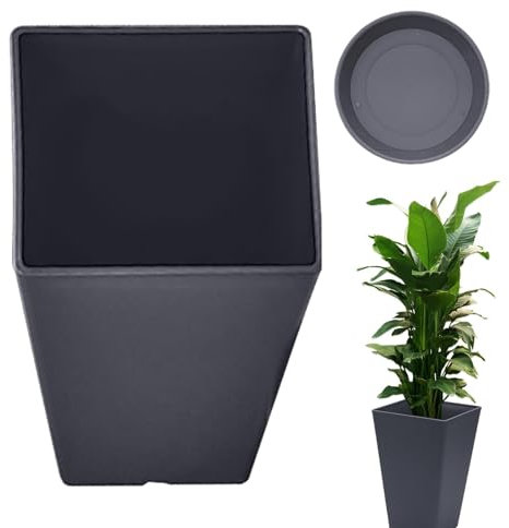 usefulbeauty Maceta Alta de Resina - Macetas cuadradas - Macetas Grandes Macetas para Plantas de Interior Maceta para Exteriores - para Uso en Interiores Exteriores, 38 x 16 x 24,5 cm