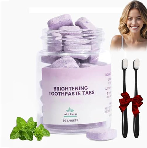 Purple Toothpaste Tablets, Purple Toothpaste Tablets for Teeth Whitening, Toothpaste Tablets, Toothpaste Tablets Chewable, Fresh Breath (1 Bottle)