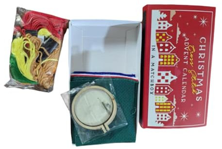 Amagogo Weihnachts-Kreuzstich-Adventskalender-Set, Weihnachtsdeko, Handarbeit, Näh- und Stickset, Zubehör für Partys, Geschenke für Anfänger, Rot