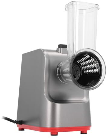 5 in 1 Elektrische Käse -Reibe, 250W Ein Tastensteuerelektrische Shredder -Spiralisator mit Sechs Edelstahlblättern Multifunktionaler Käse -Reifen für Käse -Früchte Gemüse Gemüse