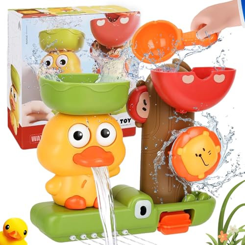 Jouet de Bain Cascade Interactif 1 2 3 an, Jeux de Bain pour Bebe Enfant, Jouet de Douche pour Bébé, Jouet de Douche pour Enfant, Jeu Bain Bebe avec Ventouse, Amusant, Éducatif, Cadeaux pour Enfants