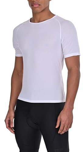 TCA Men's T-Shirts Short Sleeve Cycling Base Layer Mens Activewear – Super Breathable See-Through Mesh Gym Top – Tight Fit Undershirt Running Top Men- White, S