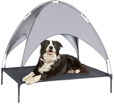 Hundekorb mit Dach mit UV-Schutz | Zelt für Haustiere | stabile Struktur faltbar Stoff atmungsaktiv Schmusetuch für Wohnung Terrasse Welpen groß und klein