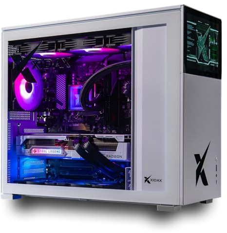 XIDAX X6 Gaming Desktop-AMD RYZEN 7 9800X3D (hasta 5.2GHz) | AMD Radeon RX 9070XT 16GB | 32GB (2x16GB) DDR5 5600MHz|2TB M.2 NVMe|Windows 11 Home|Xen White Case con pantalla LCD de 8 pulgadas en la