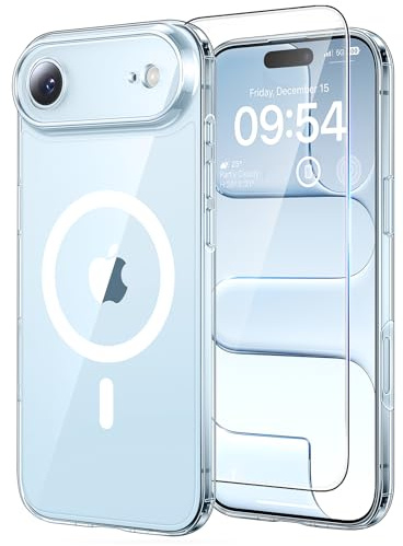 TAURI für iPhone Air Hülle 6,5 mit Panzer Schutz Glas Folie, Kompatibel mit MagSafe, Vollständiger Kameraschutz, Stoßfest Militärstandard Magnetisch Handyhülle für 17 Air - Durchsichtig