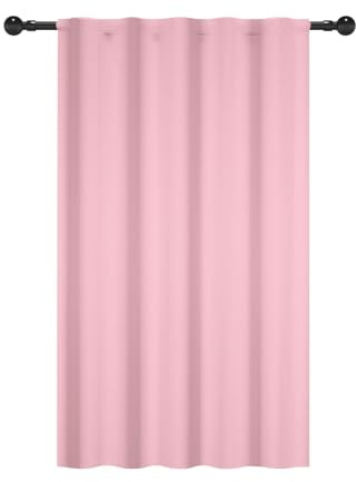 YONGFOTO Rosa Luce filtrante Tende Macaron Rustico Nordico Boho Minimalista Tinta unita Tasca per asta Tende per Soggiorno e Camera da Letto, 107x160cm, 1 Pannello