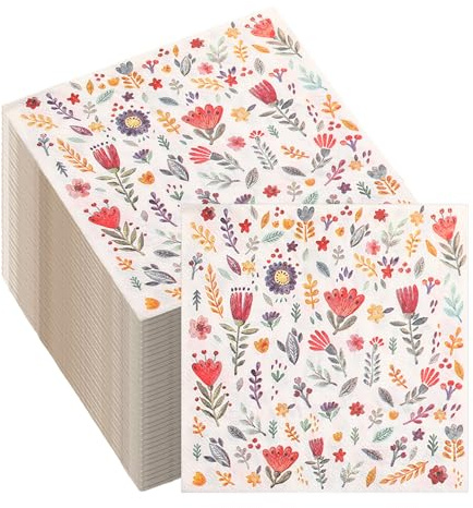 60 Stück Blumen Servietten,Garten Hochzeit Papierservietten Paper Napkins Blume Wegwerfservietten Bedruckte Weiche Papiertaschentücher Partyzubehör Tischdekoration,33 x 33 cm