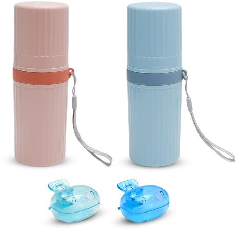 VQBKHO Ensemble étui de Voyage pour Brosse à Dents, Comprenant Un Porte-Brosse à Dents Portable (2 pièces) et 2 étuis Anti-poussière Étui de Voyage étanche pour Brosse à Dents