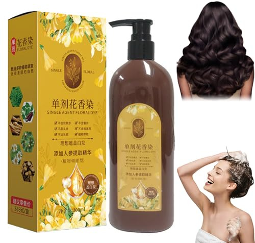 Haarfarbe Auf Pflanzenbasis, Nourishing Hairs Color, 300ml Natürliches Shampoo auf Pflanzenbasis, Sanfte Lang Anhaltende Haarfarbe Auf Natürliches Für Erwachsene (Dunkelbraun)
