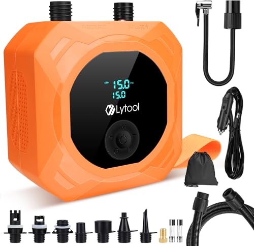 Lytool Pompa SUP Elettrica 50 PSI Alta Pressione, Gonfiatore Paddle 12V DC