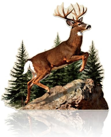 DOODLREAM Running Deer Tin Sign Retro Metal Wall Decor 27 x 27 cm Deer Animal Forest Vintage Wall Art Poster for Home Cafe Kitchen Bedroom Living Room Indoor Outdoor Man Cave Decor Gift