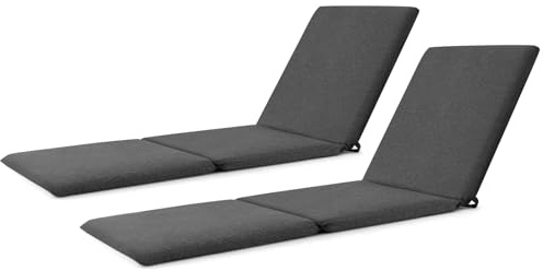 LIFEZEAL 2er Set Sonnenliege Auflage, 182 x 59 cm Sitzauflagen mit Klettverschluss, Polsterauflagen Kissen für Gartenliegen, Liegenauflage für drinnen und draußen