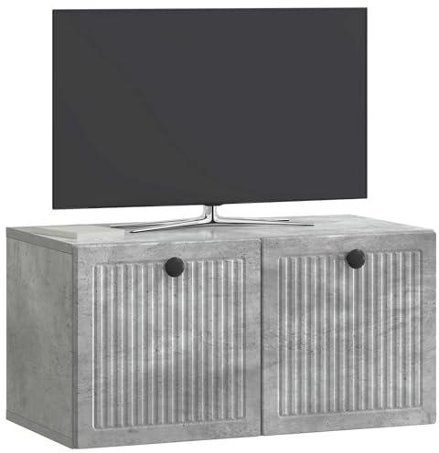 vidaXL Wandmontierter TV-Schrank Betongrau 59,5 x 31 x 30 cm, Moderner Wohnraum, rechteckiger TV-Schrank, viel Stauraum, Wandmontage, kompakter Organizer fürs Zuhause