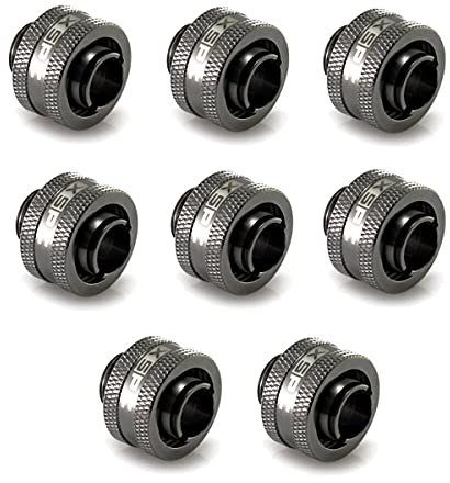 XSPC G1/4 to 7/16 ID 5/8 OD Compression Fitting V2 - Black Chrome (8 Pack)