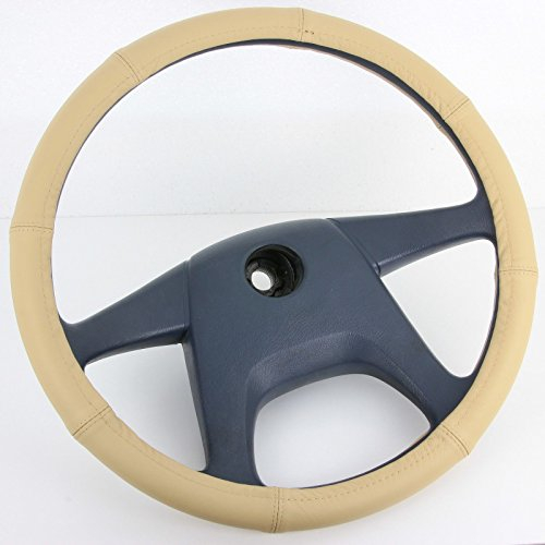 LKW Lenkradbezug 44 45 46 cm echt Leder beige Lenkrad Schoner Transporter [853]