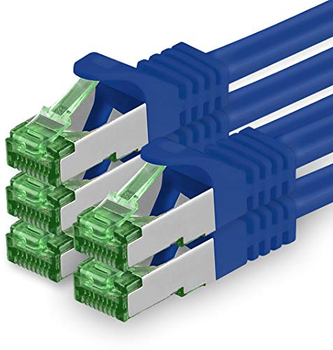 1aTTack.de Câble Réseau Cat7 Cat 7 10 GB/s - 5x 0,25m - RJ45 Ethernet LAN DSL Routeur Modem - Bleu
