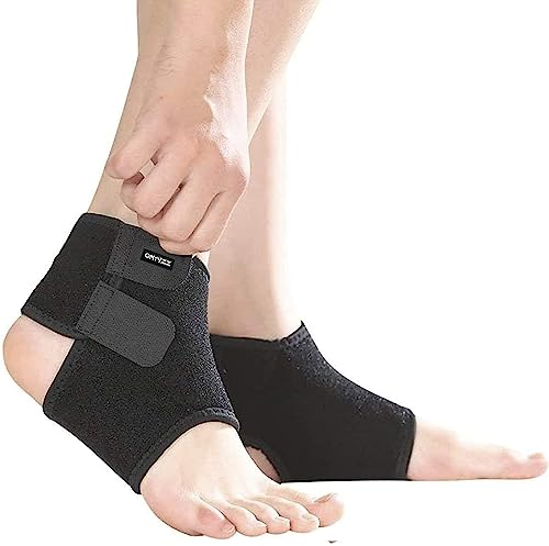 ONTYZZ Kinder Knöchelbandage 1 Paar Einstellbar Knöchelbandage Elastische Kinder Knöchelstütze für Fußball Basketball Radfahren Laufen Tanzen Knöchelschoner Schwarz/M