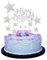 Allazone 1 PCS Silver Birthday Cake Decoration Silver Happy Birthday Handmade Cake Topper and 12 PCS Silver Pentacle Stars Cake Toppers Decoration for Party Decoration